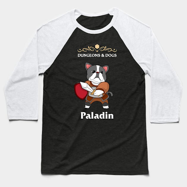 Dungeons and Dog Paladin Fighter Fantasy Tabletop RPG Roleplaying D20 Gamer Baseball T-Shirt by TheBeardComic